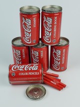 1999 Mini Coca-Cola can set w/ Art Supplies Chalk Pencils Stamps Watercolor - £18.68 GBP