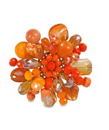 Stylish Red Cluster of Sparkling Crystals Pearls and Seashells Brooch Pin - £27.36 GBP