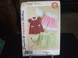 Simplicity 2392 Babies' Dress & Bonnet Pattern - Size XS-L (7 to 24 lbs) - £6.99 GBP