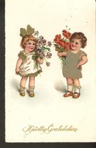 Sweden Sverige Old Posted Greetings Postcard Hjartlig Gratulation kids children - £6.85 GBP