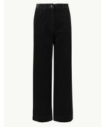 Women&#39;s EX M&amp;S Black Corduroy Wide Leg Ankle Grazer Trousers 12 Regular - £20.36 GBP