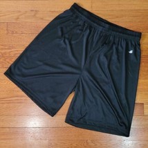 Badger Sport Shorts Size L Basketball Drawstring Moisture-wicking Black Opaque - £12.38 GBP