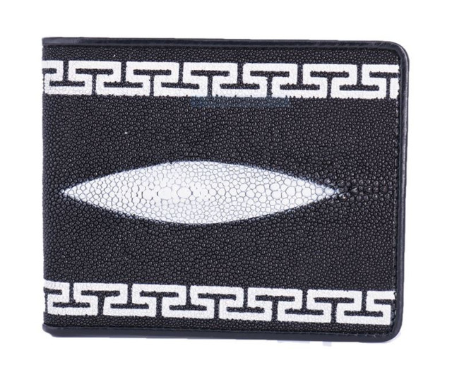 Primary image for Genuine Stingray Skin Bifold Chinese Wall Pattern Wallet for Men : Black