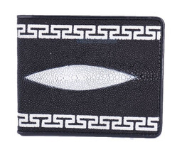 Genuine Stingray Skin Bifold Chinese Wall Pattern Wallet for Men : Black - £39.22 GBP