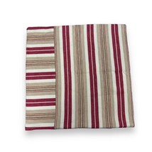 Pottery Barn Red Tan Striped Throw Pillow Cover 18" x 18" Linen Blend Zipper - $22.28