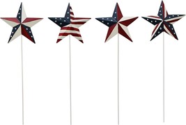 Patriotic Star Garden Stakes Set of 8, 3D Decorative Metal Barn Star Yar... - $15.88