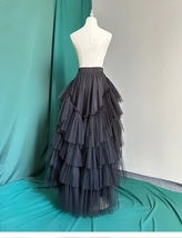BLACK High Low Tulle Maxi Skirt Women Plus Size Hi-lo Layered Tulle Skirt image 4