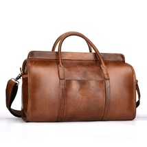 2022 New Vintage Solid Leather Men Travel Bags Duffle Bag Business Cowhide Trave - £167.36 GBP