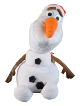 Ty Disney Sparkles Olaf Snowman Plush 8&quot; Frozen Christmas Santa Hat Beanie Baby - £7.16 GBP