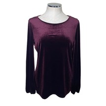 Adrianna Papell Burgundy Velour Long Sleeve Bow Cut Out Back Blouse Size... - $29.68