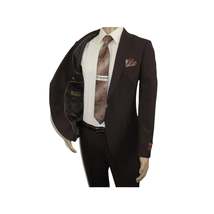 Men Suit BERLUSCONI Turkey 100% Italian Wool Super 180's #Ber30 Brown/Burgundy image 6