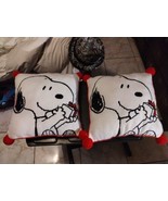DanDee Snoopy Throw Pillow Christmas Present 12x12 Corner Poms Peanuts New - $37.52