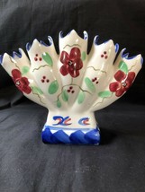 antique / vintage portugese TULIP Vase . Handpainted. - £70.32 GBP
