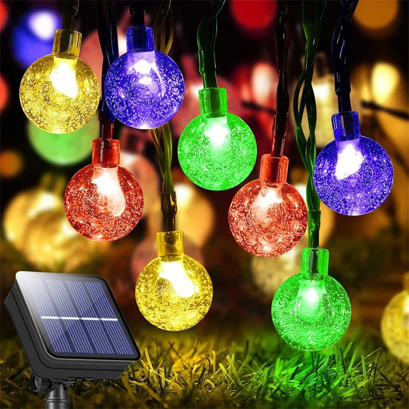 Crystal Globe Solar String Lights Outdoor Waterproof Fairy Lights with 8 Lightin - £82.72 GBP