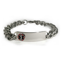Medical Alert ID Bracelet D-Style with Raised emblem and wide chain. - £23.91 GBP