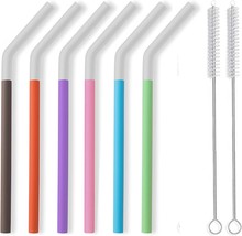 Reusable Silicone Smoothie Straws, Wide Long Flexible Tumbler Straws for 20/30 o - £21.76 GBP