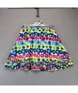 LL Bean Floral Mini Skirt Sz 14 Elastic Waist Ruffle Trim A-Line Cotton ... - $30.67 CAD