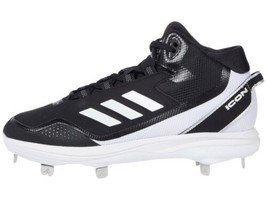 adidas Men&#39;s Icon 7 Mid Baseball Shoe, Black/White/Silver Metallic, 12.5 - £66.52 GBP