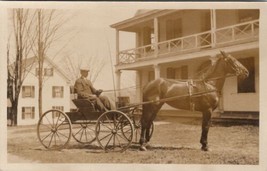 RPPC Man with Horse Drawn Buggy Franklin New Hampshire Real Photo Postcard X14 - £15.69 GBP