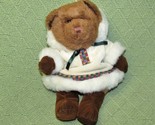 RUSS BERRIE BEARS FROM THE PAST MITTENS 10&quot; PLUSH TEDDY HOODED COAT SUED... - $10.80