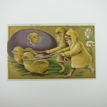 Easter Postcard Fantasy Children Yellow Chicks Hatch Purple Egg Embossed Antique - £13.36 GBP