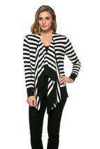 Women&#39;s Striped Lightweight Cardigan Black/Gray - $34.29