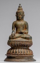 Antigüedad de Indonesia Estilo Sentado Bronce Javanés Enlightenment Buda - - $1,319.58