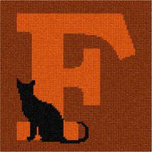 Pepita Needlepoint Canvas: Letter F Black Cat, 7&quot; x 7&quot; - £39.82 GBP+