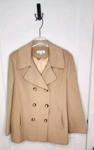 Size 16 Katherine Kelly 100% Camelhair Double Breasted Pea Coat FLAW - $56.10