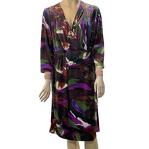 MONROE &amp; MAIN Women&#39;s Wrap Dress Abstract Print Multicolor Poly Stretch ... - $26.99