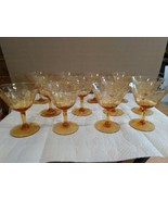 Vintage Amber Floral Etched Depression Glass Wine Glass - Short - £23.90 GBP