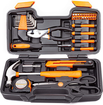 39 Piece Tool Set General Household Hand Kit with Plastic Storage Case Orange - £28.29 GBP