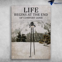 Skiing Poster Skiing Lover Life Begins At The End Of Comfort Zone - £12.86 GBP