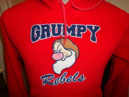 Vtg Disney Grumpy Rebels Red Fleece Embroidered Hoodie Hooded Sweatshirt... - £20.88 GBP