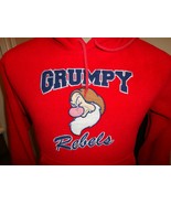 Vtg Disney Grumpy Rebels Red Fleece Embroidered Hoodie Hooded Sweatshirt... - £20.97 GBP