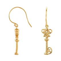 Authenticity Guarantee 
Vintage Style Key to My Heart Dangle Earrings 14K Yel... - £525.19 GBP