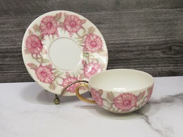 LDBC Flambeau A &amp; L A. Lanternier Limoges France Pink Flowers Cup and Sacuer - £24.46 GBP