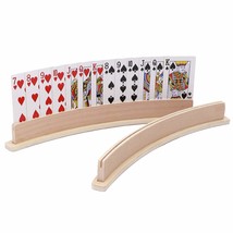 Wood Curved Playing Card Holder Racks Tray Set Of 4 For Kids Seniors Adults - 13 - £28.84 GBP