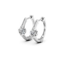 1Ct Round Cut Simulated Diamond Hoop Huggies Earrings 14K White Gold Pla... - £30.71 GBP