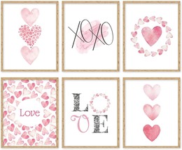 Valentine&#39;S Day Wall Art Prints, 8 X 10 Inch, Whaline 6Pcs Pink Heart Love - £23.60 GBP