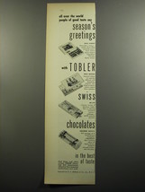 1952 Tobler Chocolate Ad - Swiss Scenery, Swiss Costume, Ski-Lift and Se... - $18.49