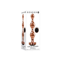 Gender X Gold Digger Rose Gold Beaded Anal Plug With Black Gemstone Base Small - £24.64 GBP