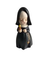 Vintage Praying Nun Figurine Black White Ceramic Religious Decor - $13.50