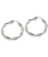 Womens Sterling Silver High Polished Twist Round Click-Top Hoop Earrings... - £46.29 GBP