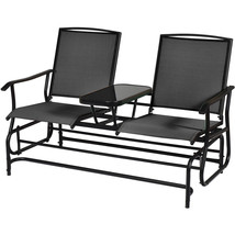 Outdoor 2 Person Patio Double Glider Chair Loveseat Rocking Black - £202.66 GBP