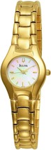 NEW* Bulova 97L110 Dress Mother Of Pearl Gold-Tone Stainless Steel Quartz Watch - £82.56 GBP