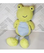 Baby Gear 2014 Frog Green Blue White Stripes 12&quot; Plush Stuffed Animal Lo... - $24.30 CAD