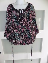 Justice Multi-Colored Floral Tie Behind Blouse Size 14 Girl&#39;s - $10.00