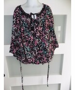Justice Multi-Colored Floral Tie Behind Blouse Size 14 Girl&#39;s - $9.50