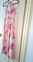 Beautiful Femine Holiday Maxi Floral  Dress Floaty Maxi Dress Size 10 White - £14.63 GBP